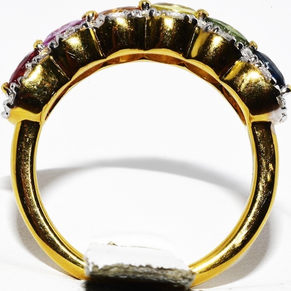 $395 .925 Sterling Silver 1.11CT Natural Multi Color Sapphire & Topaz Ring - Picture 6 of 7